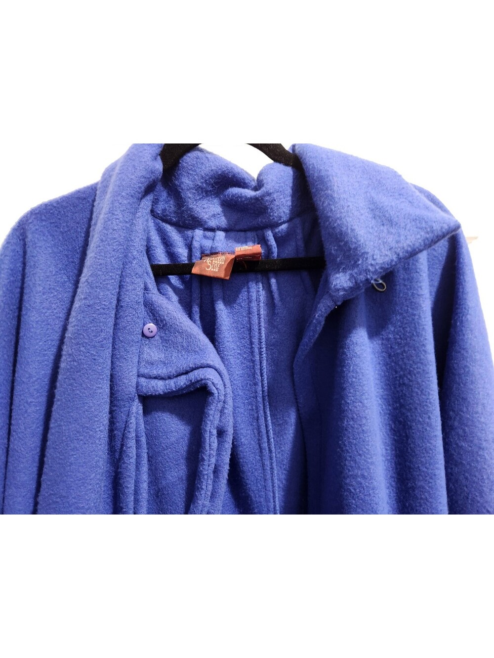 Northern Style Women's Blue Fleece Polyester Robe Collared Button Front One Size - Picture 6 of 7